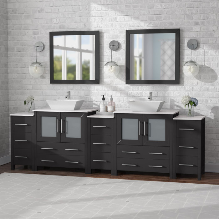 Wade Logan® Karson 96" Double Bathroom Vanity Set with Mirror & Reviews